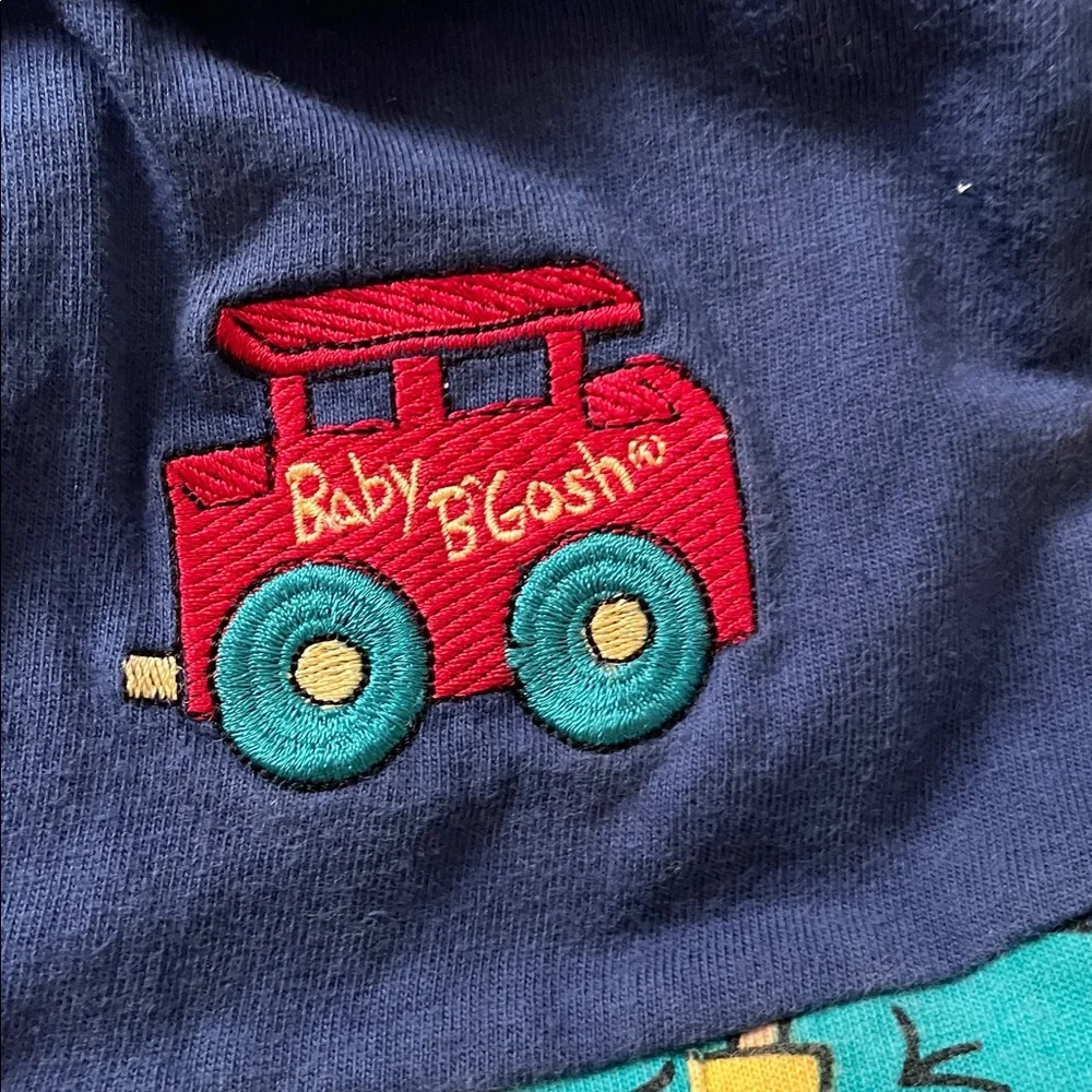 Vintage Baby OshKosh B'gosh Boys Retro One-Piece Train Romper Onsie 24M 80s 90s
